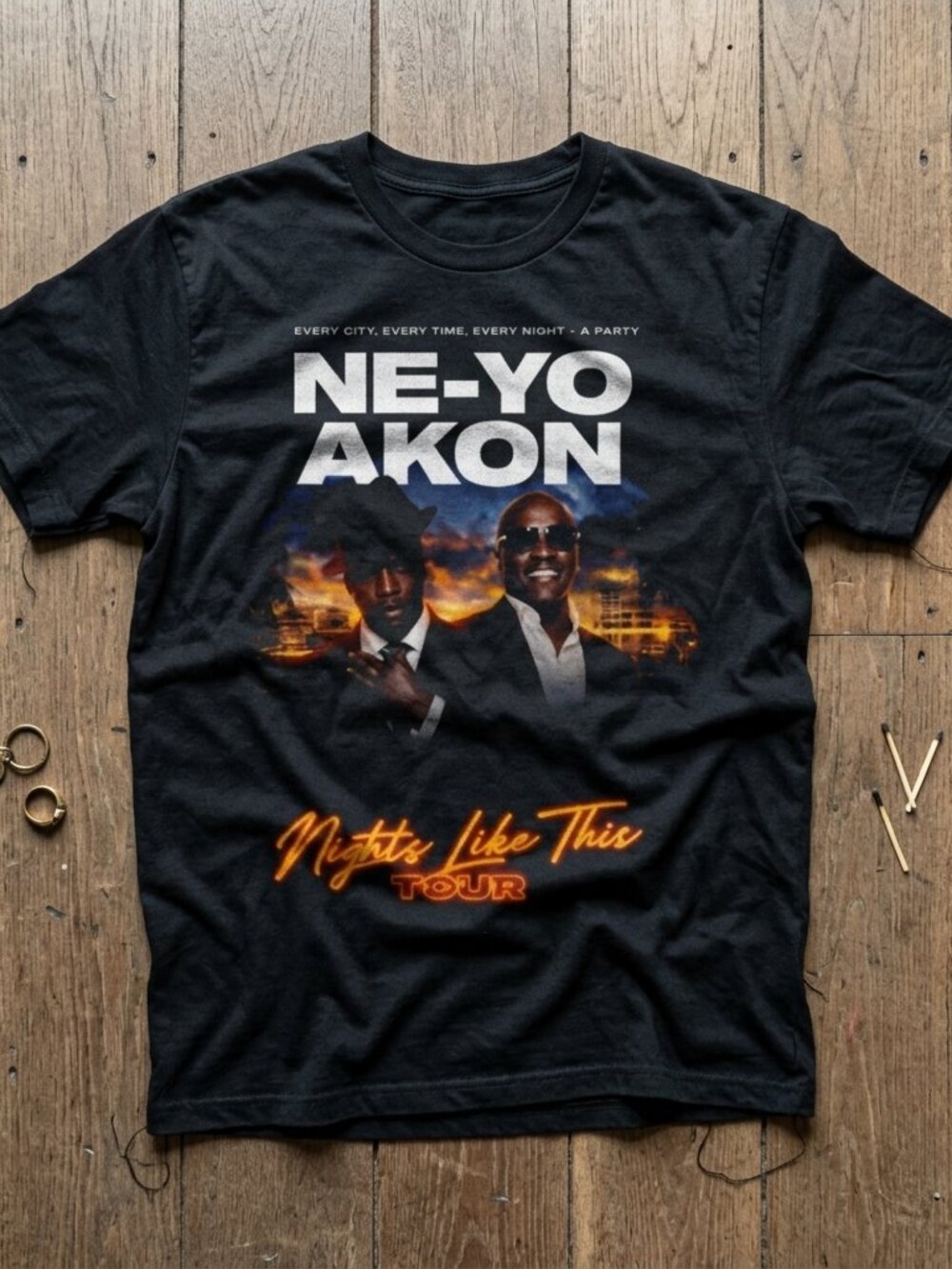 Ne-Yo Akon Nights Like This Tour Shirt Vintage R&B Concert Graphic Tee